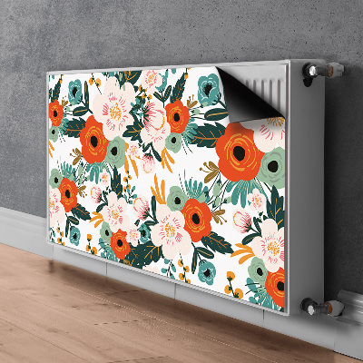 Magnetiskt radiatorskydd Färgglada blommor