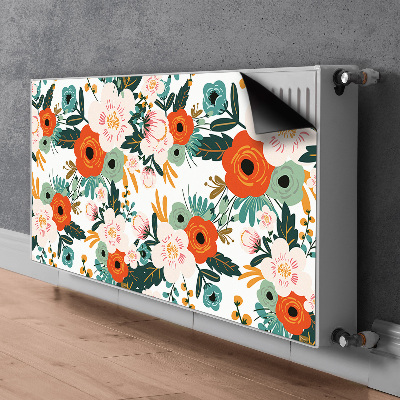 Magnetiskt radiatorskydd Färgglada blommor
