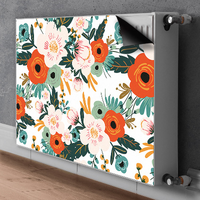 Magnetiskt radiatorskydd Färgglada blommor