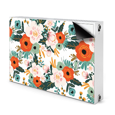 Magnetiskt radiatorskydd Färgglada blommor