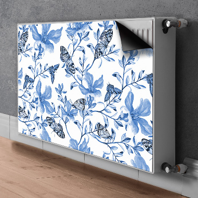 Magnetiskt radiatorskydd Blå blommor