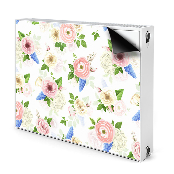 Magnetiskt radiatorskydd Ritade blommor