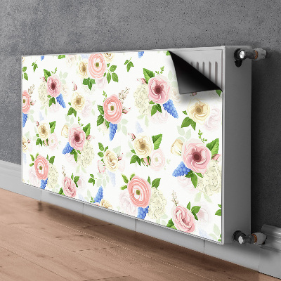 Magnetiskt radiatorskydd Ritade blommor