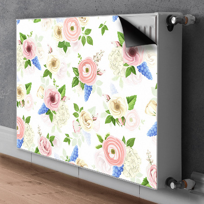 Magnetiskt radiatorskydd Ritade blommor