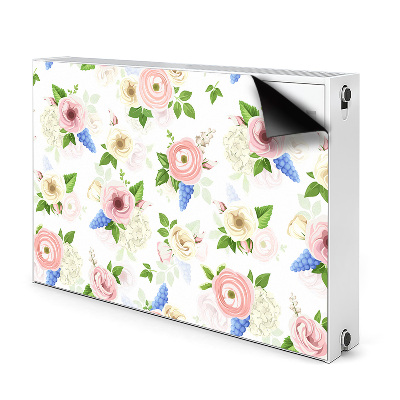 Magnetiskt radiatorskydd Ritade blommor