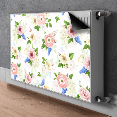 Magnetiskt radiatorskydd Ritade blommor