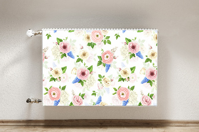 Magnetiskt radiatorskydd Ritade blommor