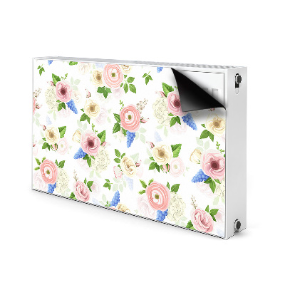 Magnetiskt radiatorskydd Ritade blommor