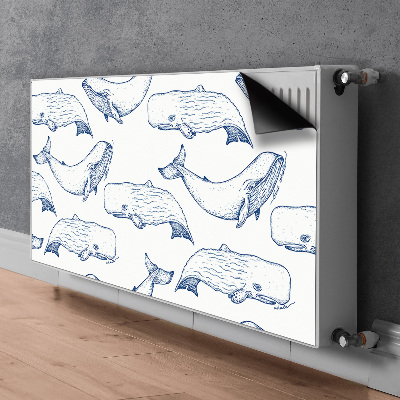 Magnetisk radiatorkåpa Blåvalar