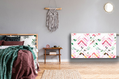 Magnetisk radiatorkåpa Blommig Chevron