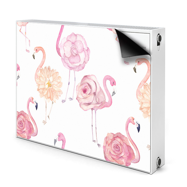 Magnetiskt radiatorskydd Flamingos och blommor