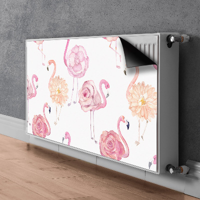 Magnetiskt radiatorskydd Flamingos och blommor