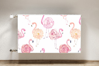 Magnetiskt radiatorskydd Flamingos och blommor
