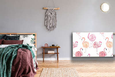 Magnetiskt radiatorskydd Flamingos och blommor