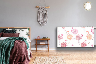 Magnetiskt radiatorskydd Flamingos och blommor