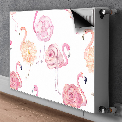 Magnetiskt radiatorskydd Flamingos och blommor