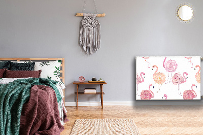 Magnetiskt radiatorskydd Flamingos och blommor