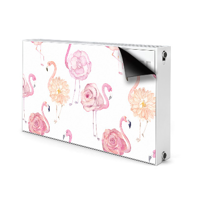 Magnetiskt radiatorskydd Flamingos och blommor