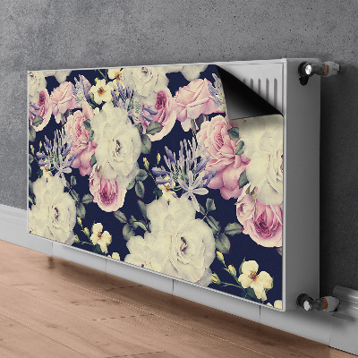 Magnetiskt radiatorskydd Vintage vita rosor