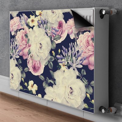 Magnetiskt radiatorskydd Vintage vita rosor