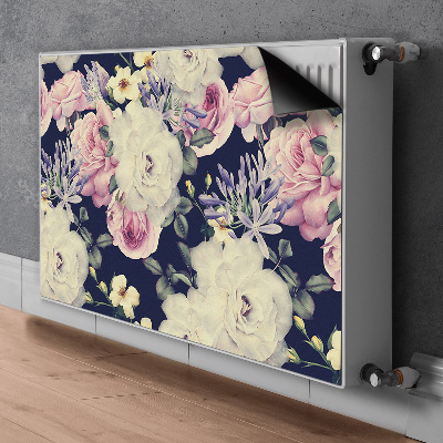 Magnetiskt radiatorskydd Vintage vita rosor