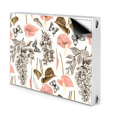 Magnetiskt radiatorskydd Blommor och fjärilar
