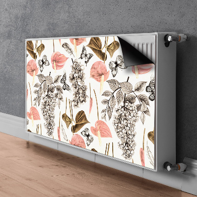 Magnetiskt radiatorskydd Blommor och fjärilar
