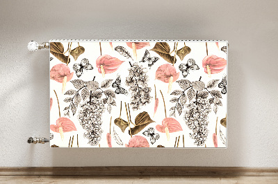 Magnetiskt radiatorskydd Blommor och fjärilar
