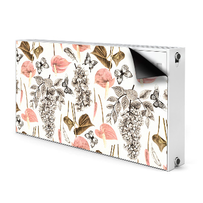 Magnetiskt radiatorskydd Blommor och fjärilar