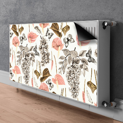 Magnetiskt radiatorskydd Blommor och fjärilar