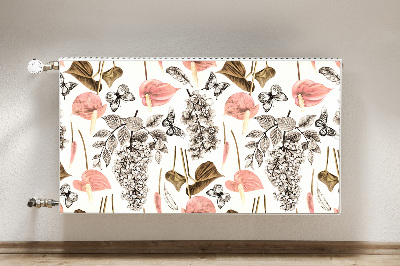 Magnetiskt radiatorskydd Blommor och fjärilar