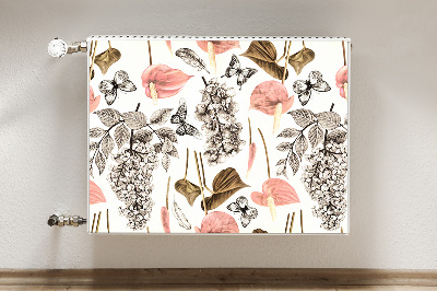 Magnetiskt radiatorskydd Blommor och fjärilar