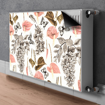 Magnetiskt radiatorskydd Blommor och fjärilar