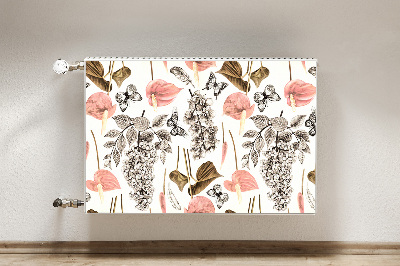 Magnetiskt radiatorskydd Blommor och fjärilar