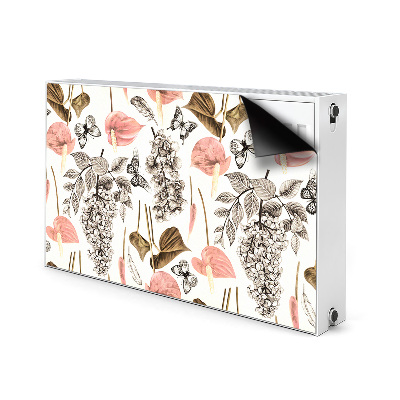 Magnetiskt radiatorskydd Blommor och fjärilar