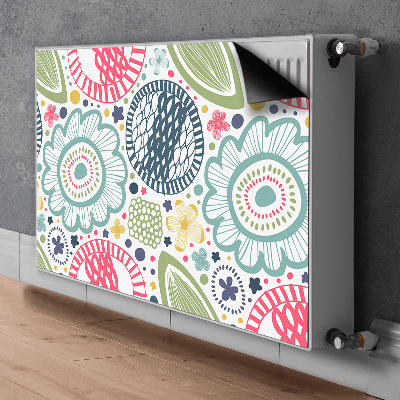 Magnetiskt radiatorskydd Färgglada blommor