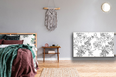 Magnetiskt radiatorskydd Svarta och vita blommor