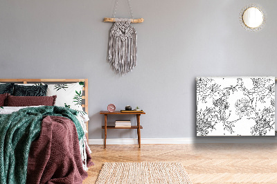 Magnetiskt radiatorskydd Svarta och vita blommor