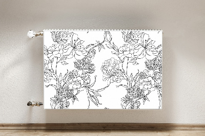 Magnetiskt radiatorskydd Svarta och vita blommor