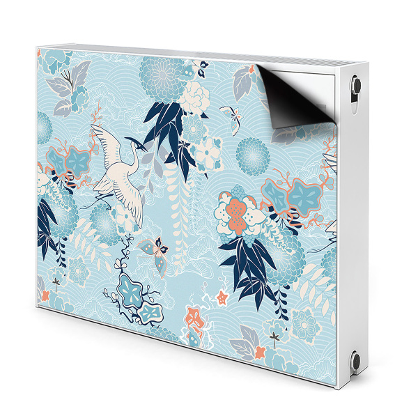 Magnetisk radiatorkåpa Trana och blommor