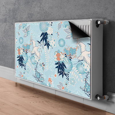 Magnetisk radiatorkåpa Trana och blommor
