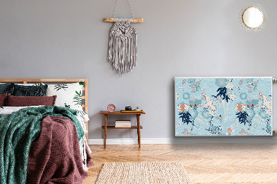 Magnetisk radiatorkåpa Trana och blommor