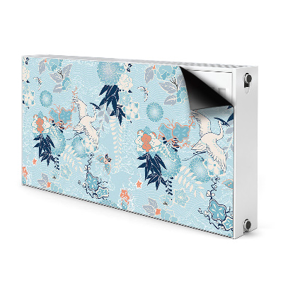 Magnetisk radiatorkåpa Trana och blommor