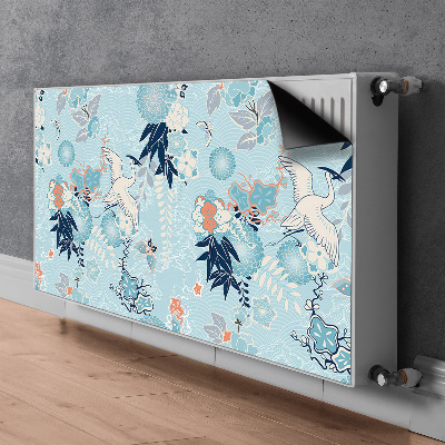 Magnetisk radiatorkåpa Trana och blommor