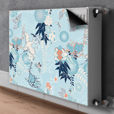 Magnetisk radiatorkåpa Trana och blommor
