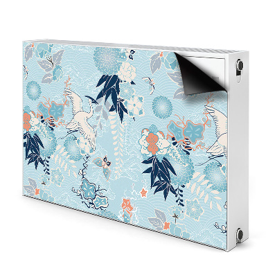 Magnetisk radiatorkåpa Trana och blommor