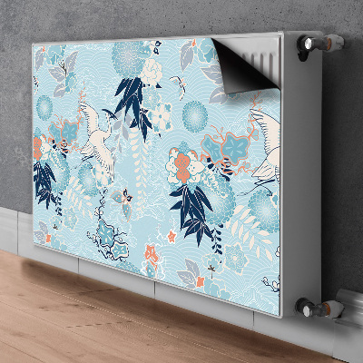Magnetisk radiatorkåpa Trana och blommor