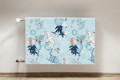 Magnetisk radiatorkåpa Trana och blommor