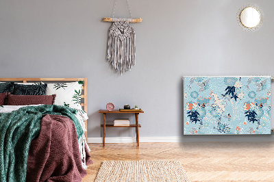 Magnetisk radiatorkåpa Trana och blommor