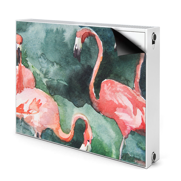 Magnetiskt radiatorskydd Målade flamingor